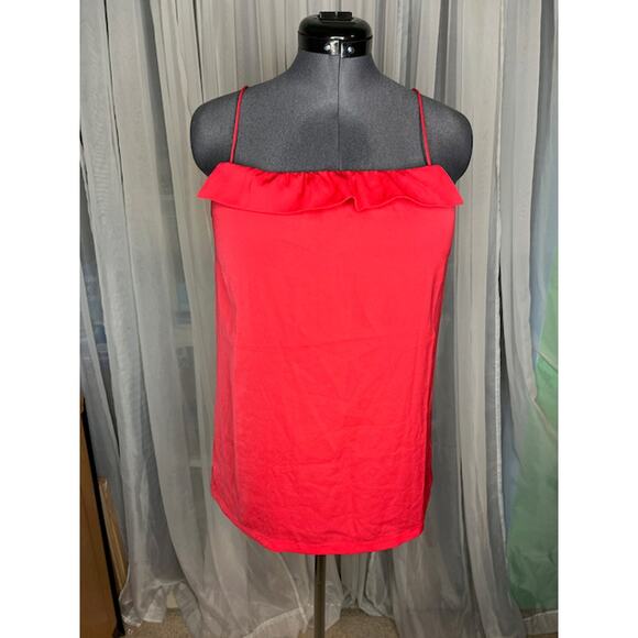 J Crew tank top spaghetti straps orange ruffle - Picture 1 of 8